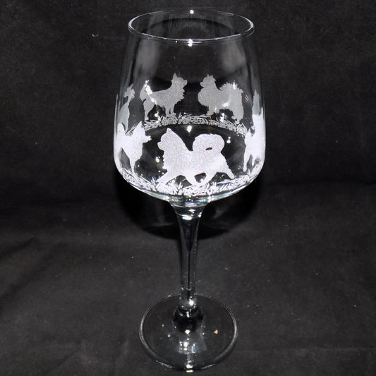 Chihuahua (Long Haired) Stemmed Wine Glass