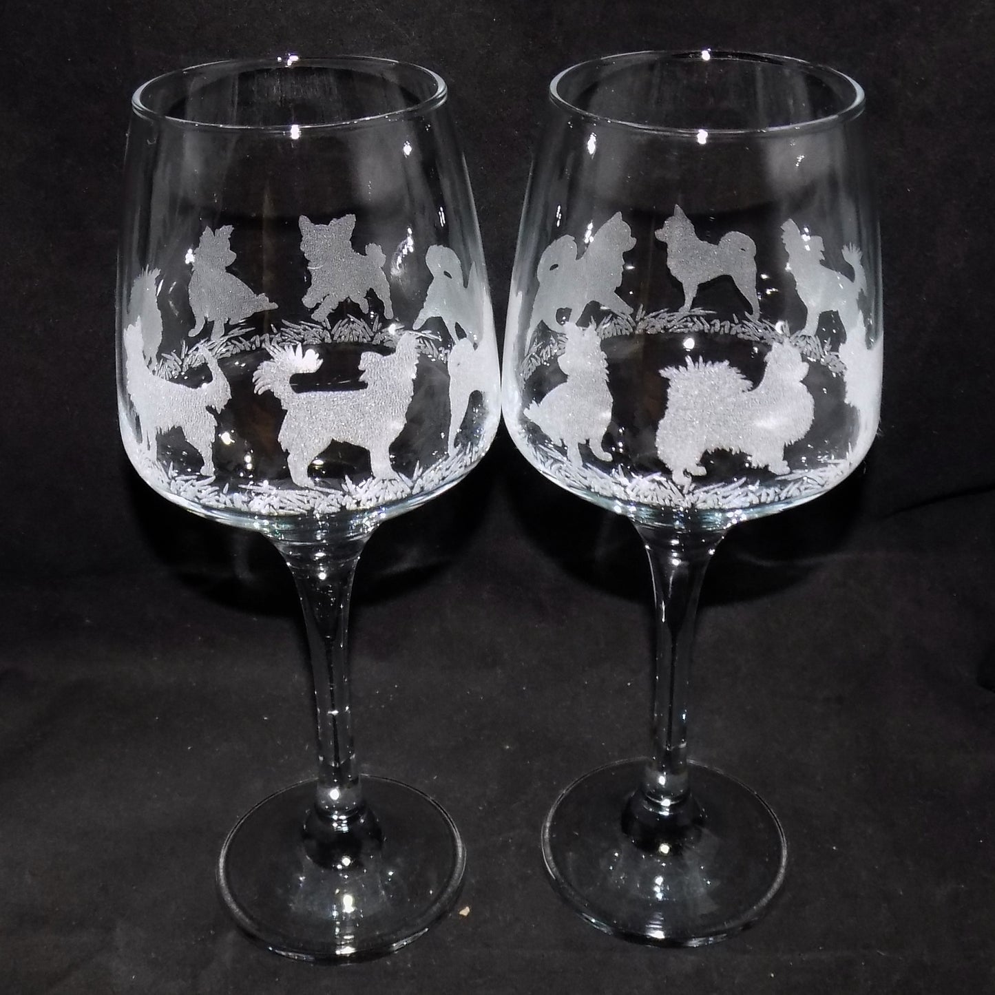 Chihuahua (Long Haired) Stemmed Wine Glass