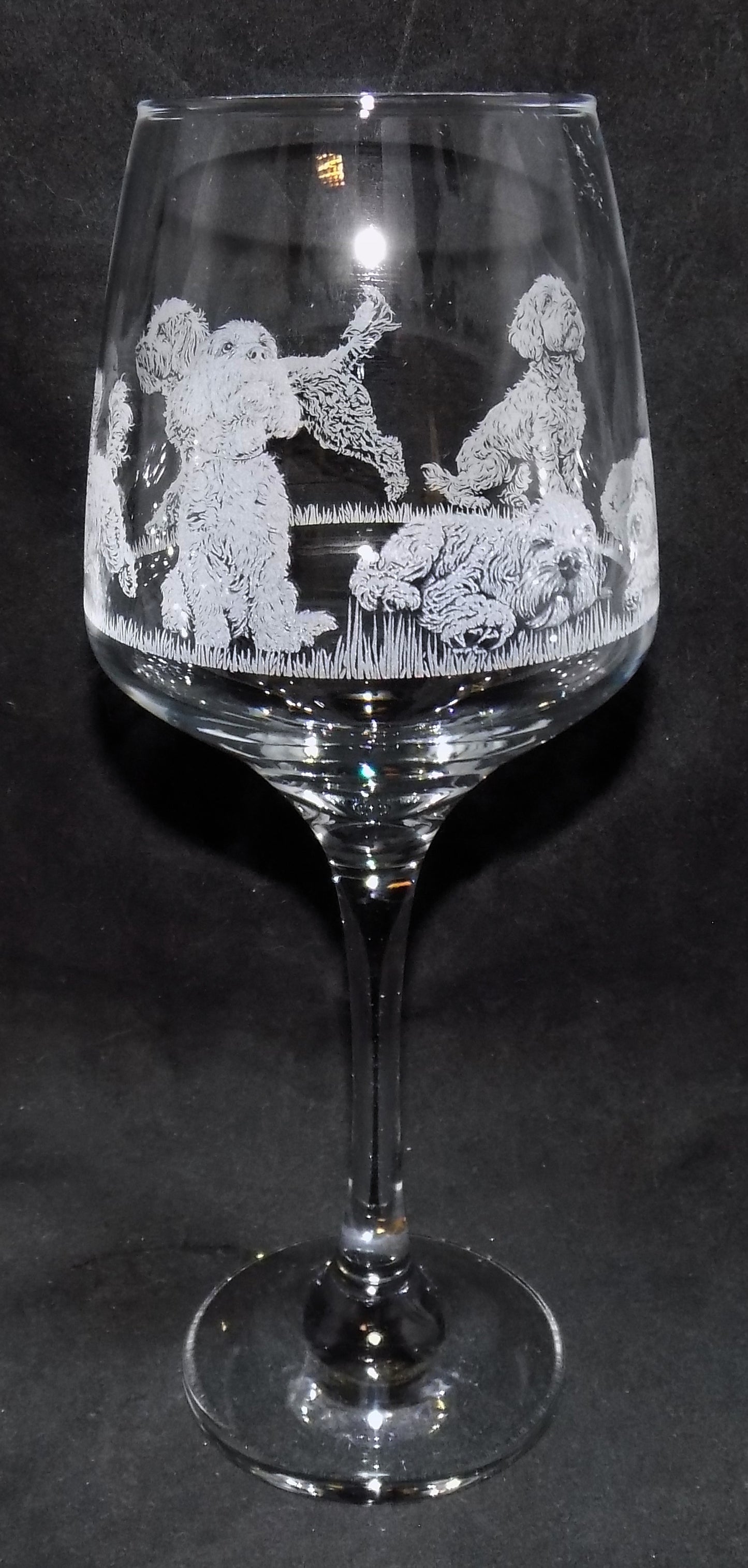 Cockapoo Detailed Engraved Wine Glass
