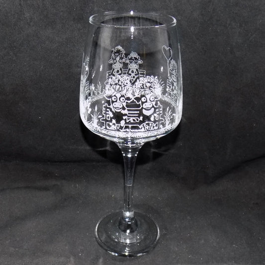 'Crazy Cow' Stemmed Wine Glass
