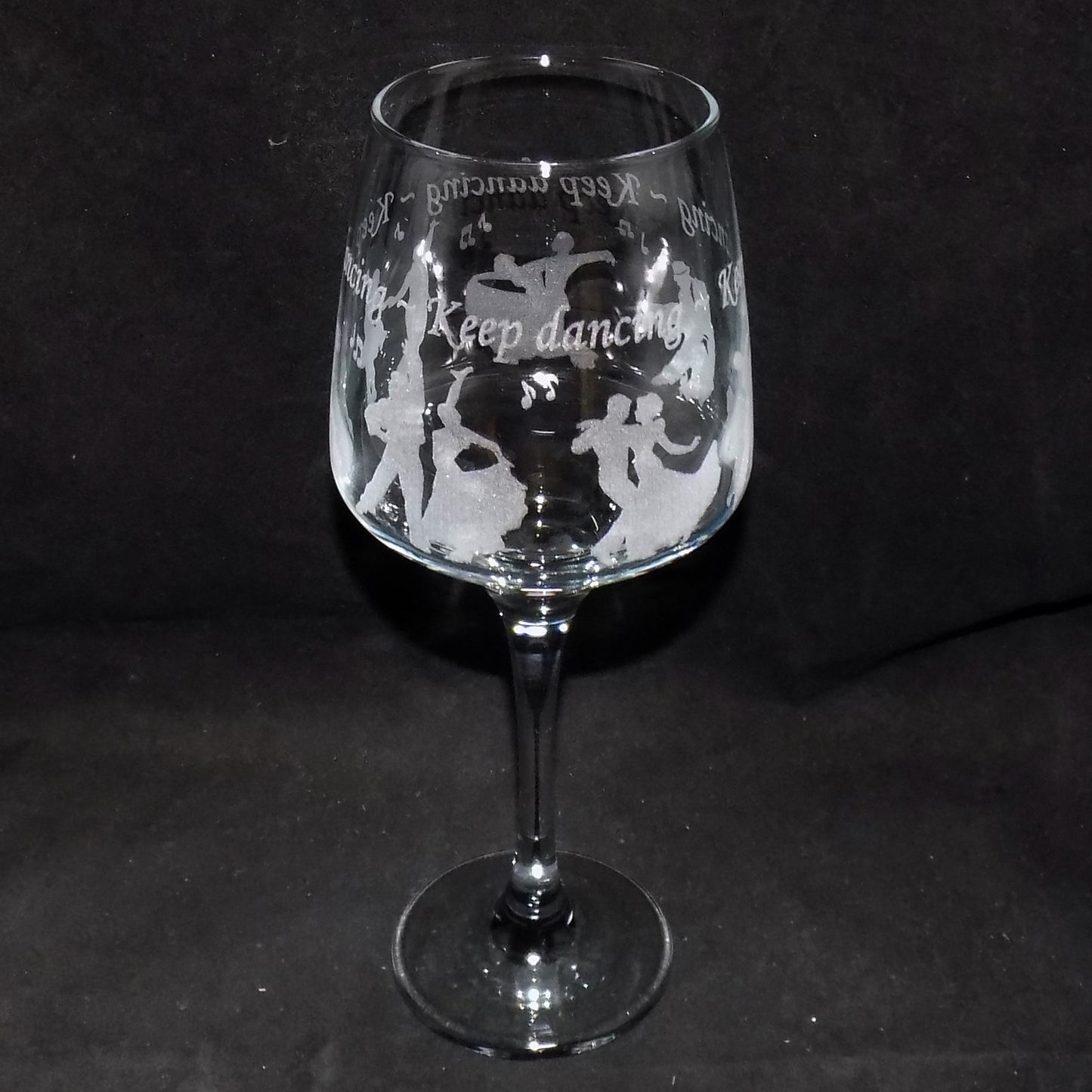 Keep Dancing Stemmed Wine Glass