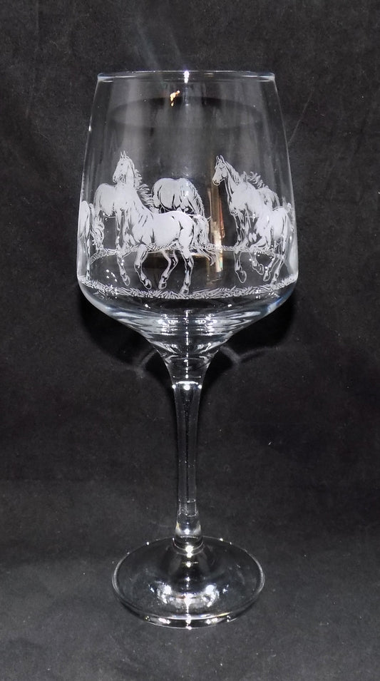 Horse Stemmed Wine Glass