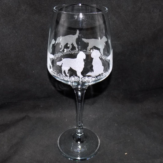 English Setter Stemmed Wine Glass