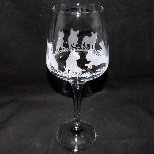 French Bulldog Stemmed Wine Glass