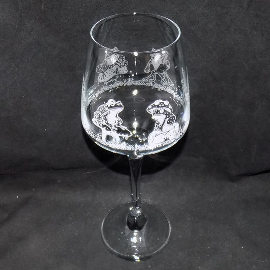Frog Party Stemmed Wine Glass