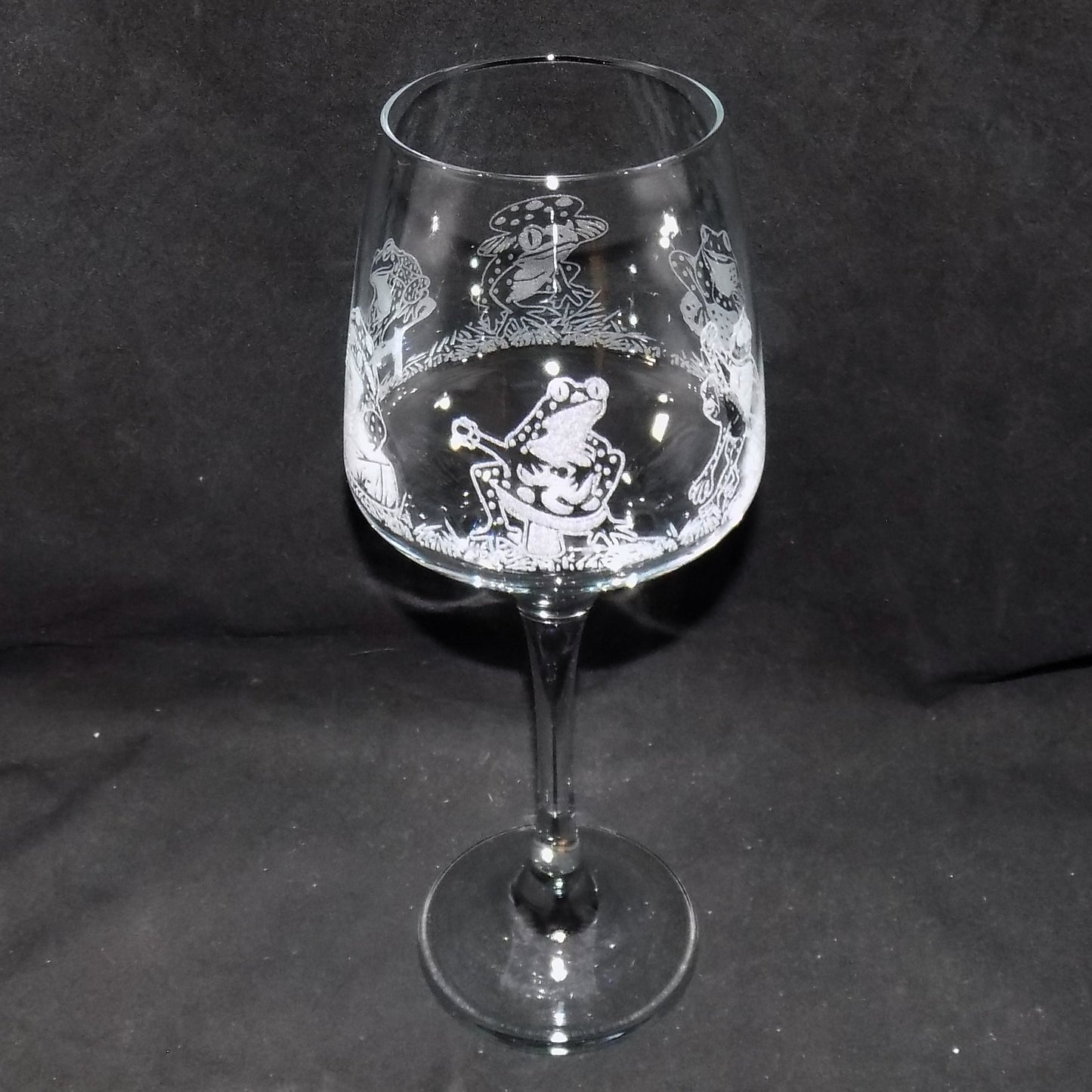 Frog Party Stemmed Wine Glass