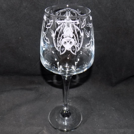 'Going Batty' Stemmed Wine Glass