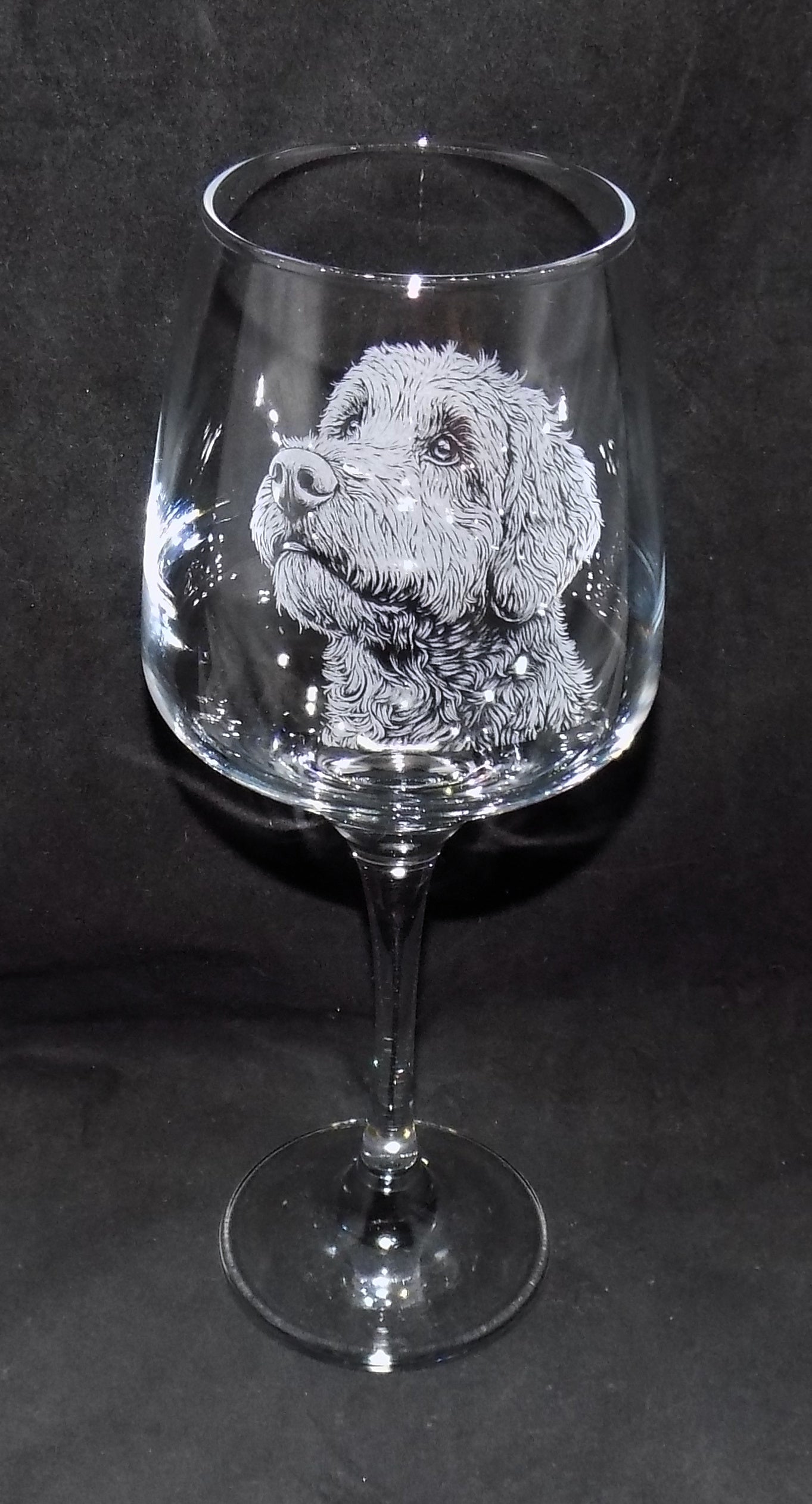 Labradoodle Stemmed Wine Glass