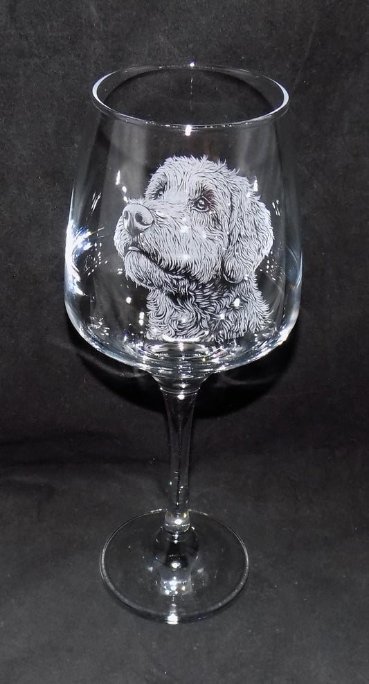Labradoodle Stemmed Wine Glass