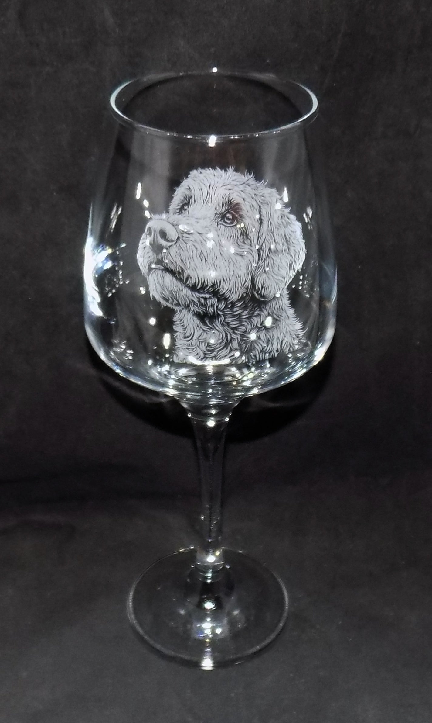 Labradoodle Stemmed Wine Glass