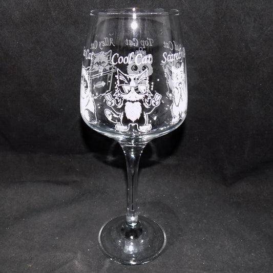 Cool Cat Stemmed Wine Glass