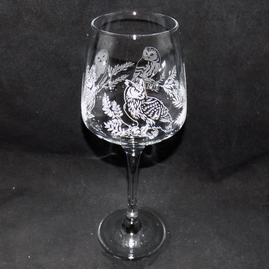Owl Stemmed Wine Glass