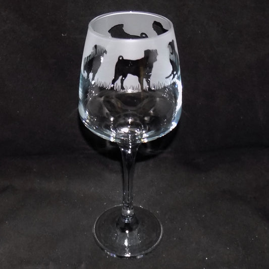 Pug Stemmed Wine Glass