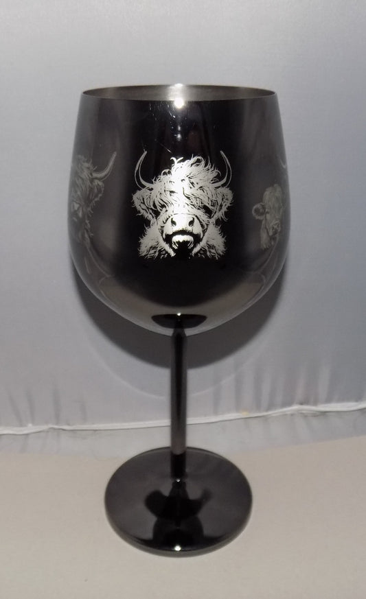 Highland Cow Stainless Steel Wine Goblet