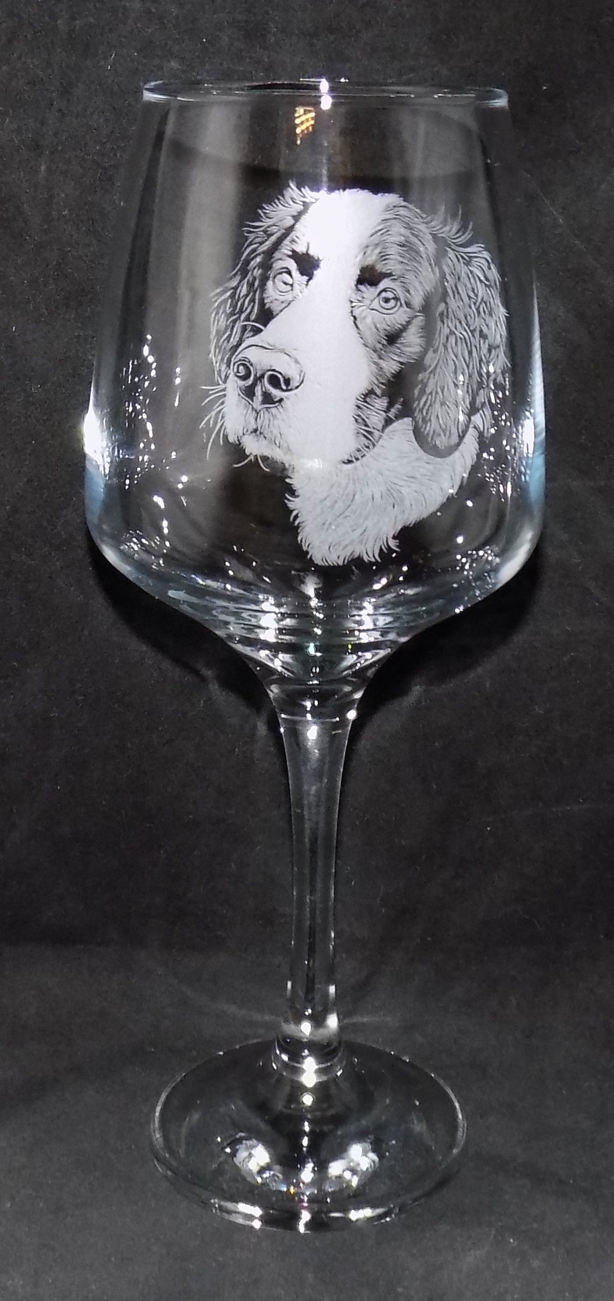 Springer Spaniel Stemmed Wine Glass