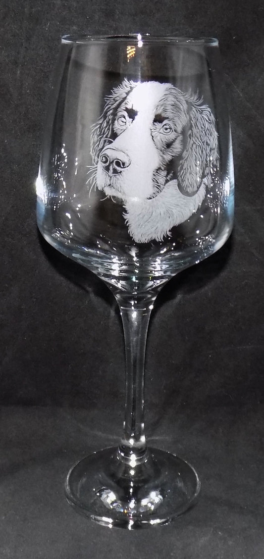 Springer Spaniel Stemmed Wine Glass