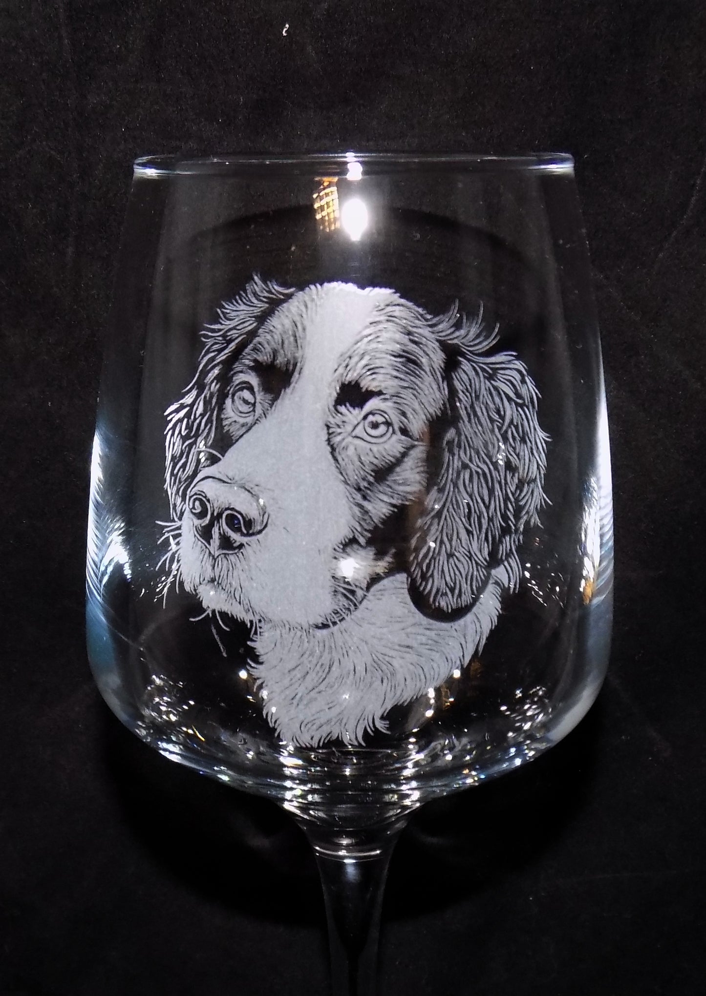 Springer Spaniel Stemmed Wine Glass