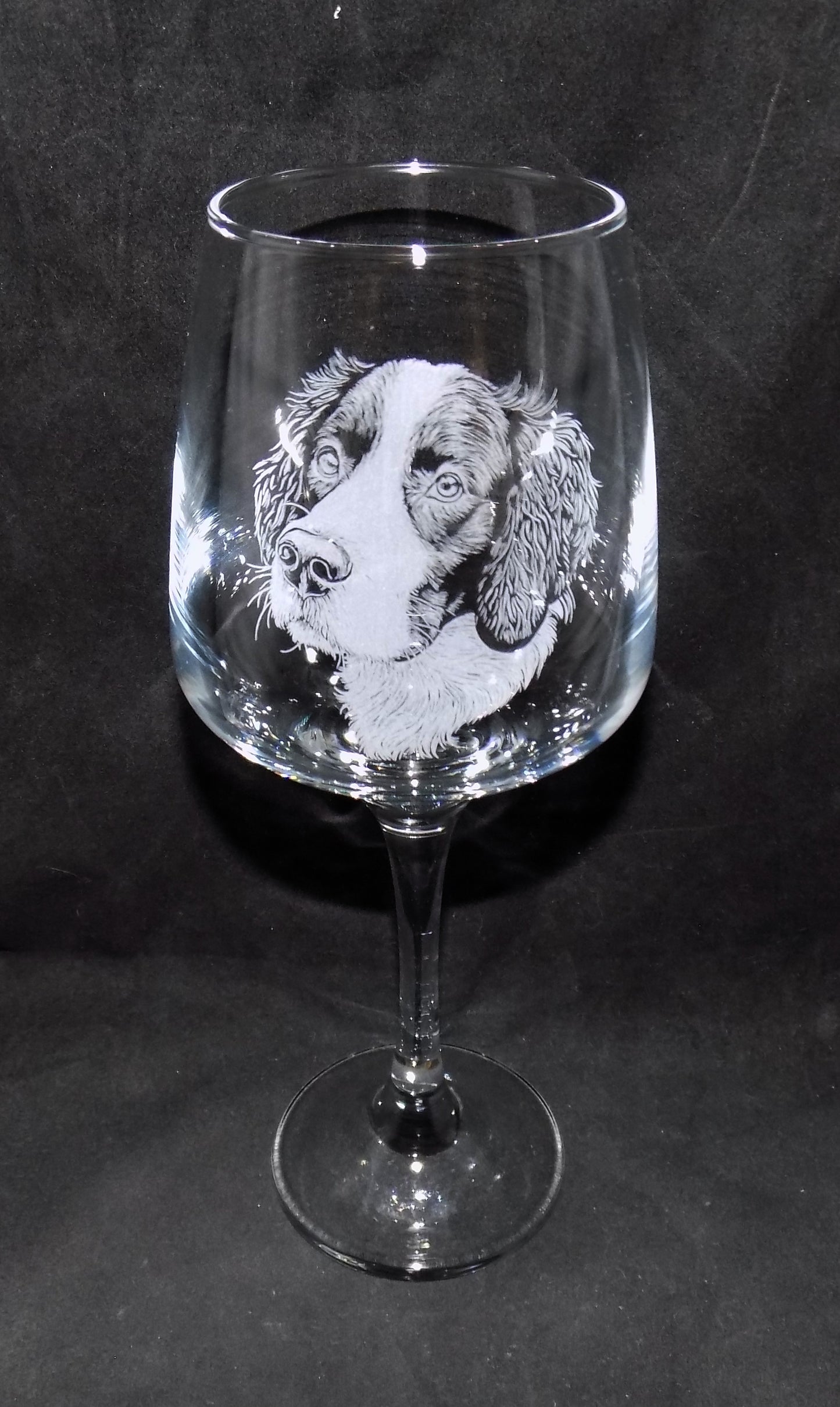 Springer Spaniel Stemmed Wine Glass