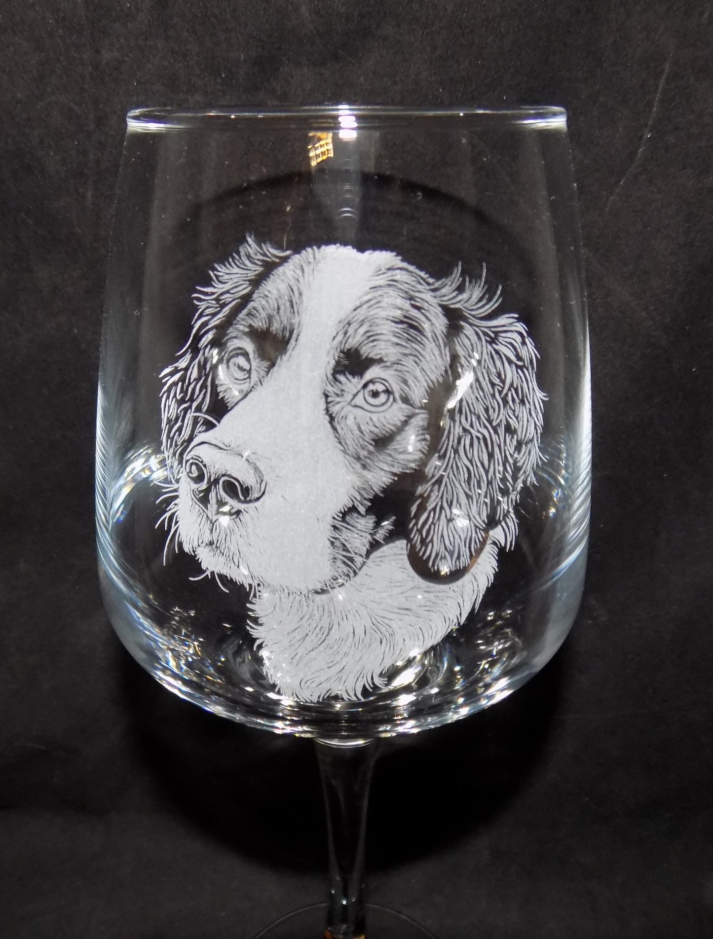 Springer Spaniel Stemmed Wine Glass